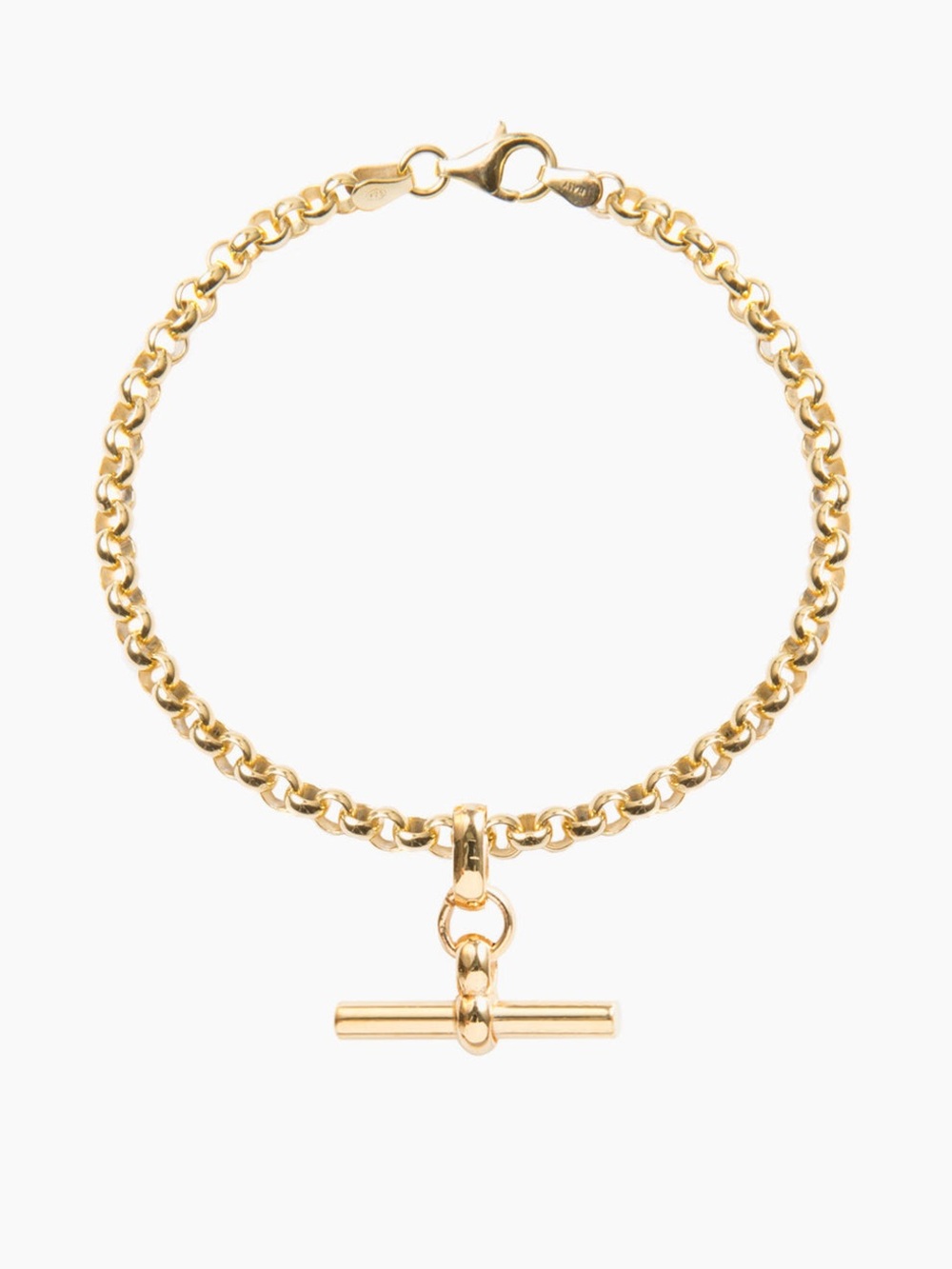 Tilly Sveaas Gold belcher bracelet with hanging T-bar charm NEW